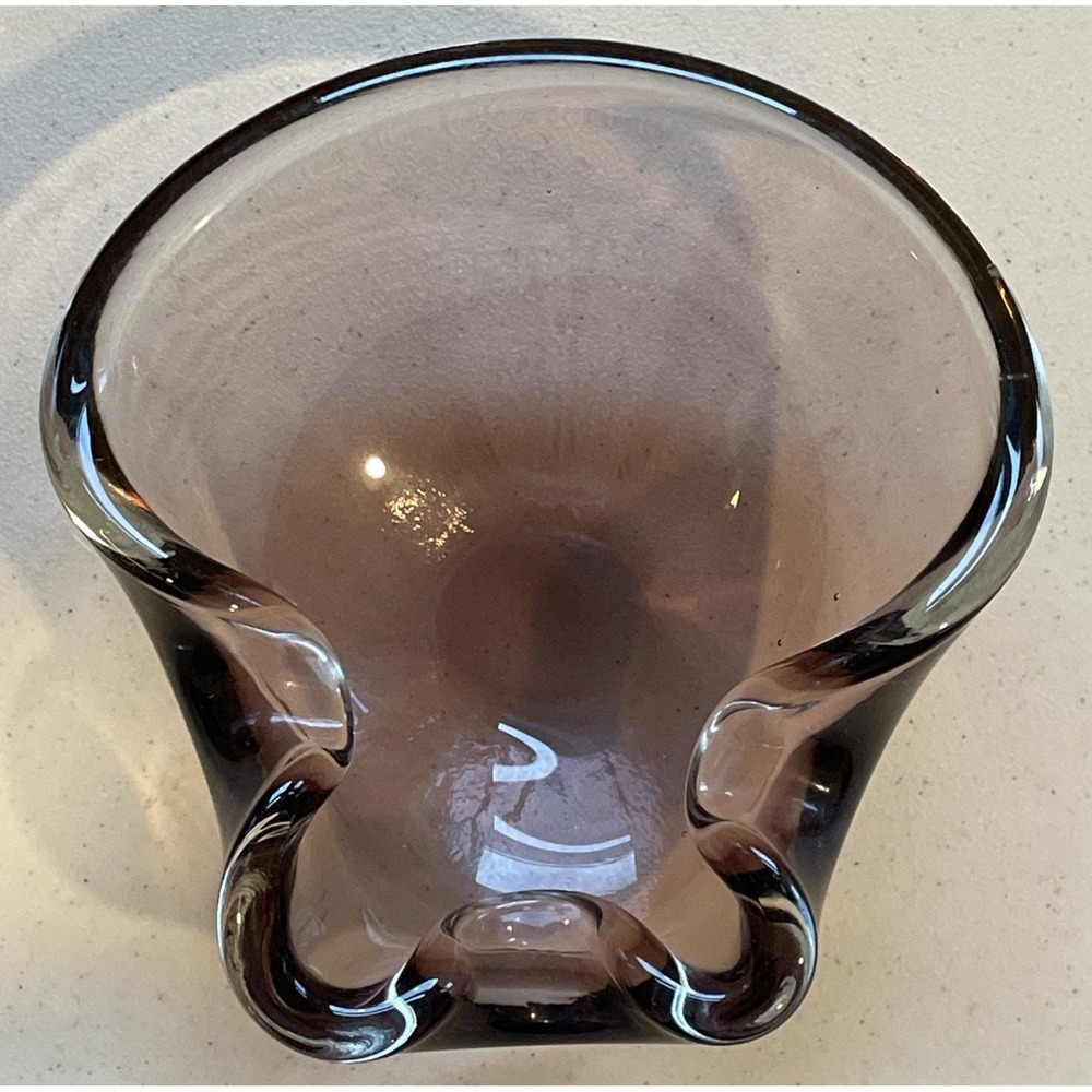 Vintage Purple Amethyst Murano Glass Bowl Ashtray Smooth Circular Bottom 6.5"